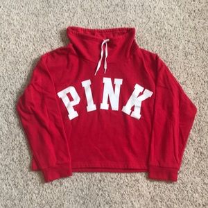 VS Pink cropped sweatshirt. Size L. Red. Worn.